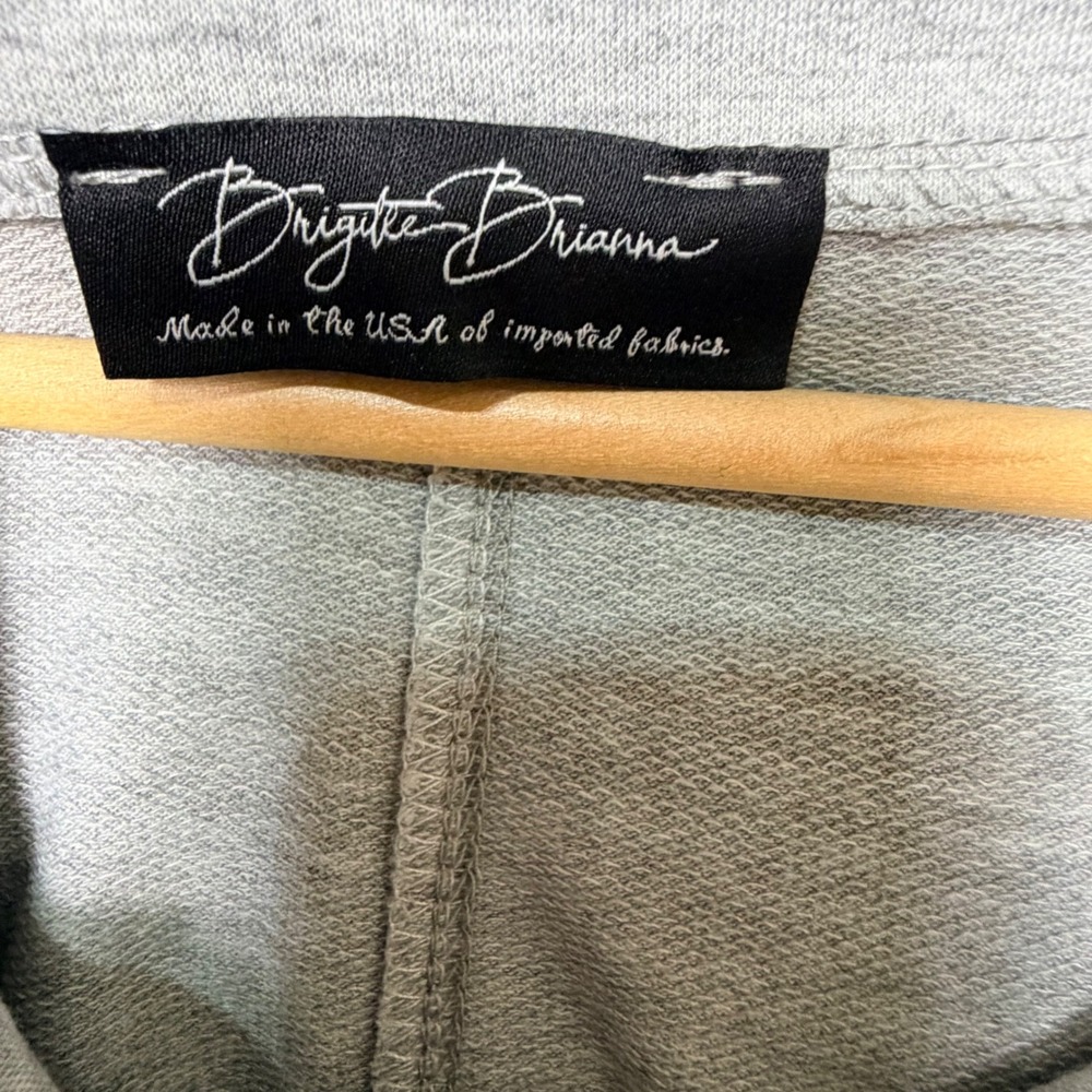 Brigitte Brianna Gray Asymmetric Drape Neck Wrap Cardigan Sweater Pockets Large - Picture 6 of 8